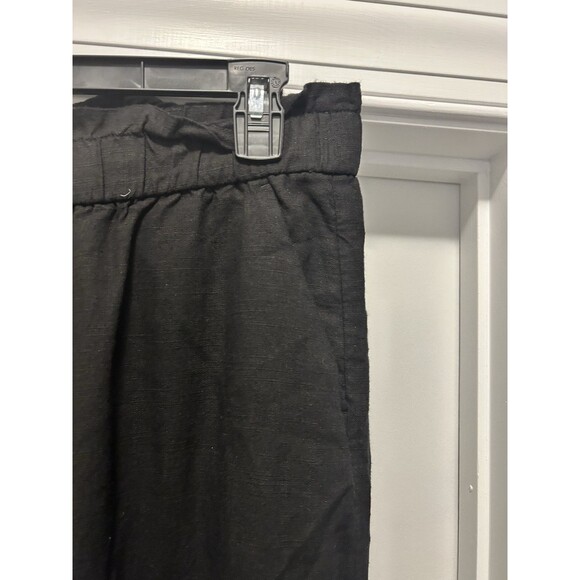 Ann Taylor Loft Women's Size Medium Pants Black Linen Blend Wide Leg Pull On - Picture 2 of 8
